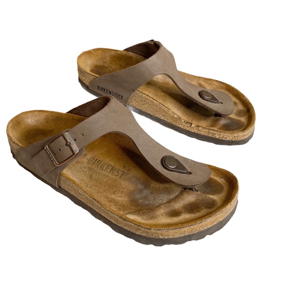 Birkenstock ✌︎︎ Gizeh Thong Nubuck Cork Bed Sandals Sandal ✌︎︎ Brown Suede 37 7M - Picture 13 of 16